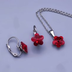 Súprava z chirurgickej ocele Swarovski červené kvietky