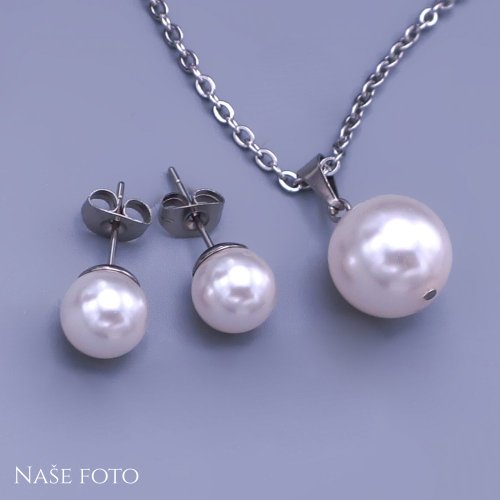 Perličková souprava Swarovski s řetízkem White (bílá)
