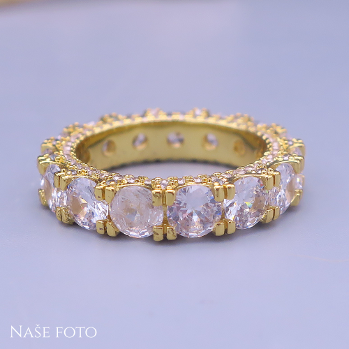 Zlatý hip hop prsten Pure Ice – unisex