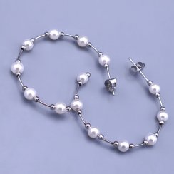 Náušnice kruhy s perličkami z chirurgické oceli