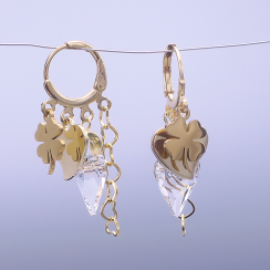 Zlacené náušnice Swarovski Láska & Štěstí
