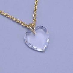 Srdíčko Swarovski 10mm se zlaceným řetízkem z ch.oceli
