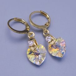 Detské náušnice srdiečka Swarovski 10mm Crystal AB výber zapínanie