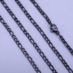 Černý řetízek z chirurgické oceli figaro 3mm