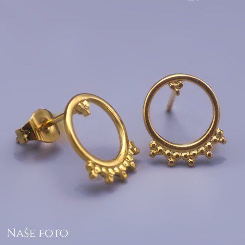 Pozlacené náušnice kolečka karma z chirurgické oceli
