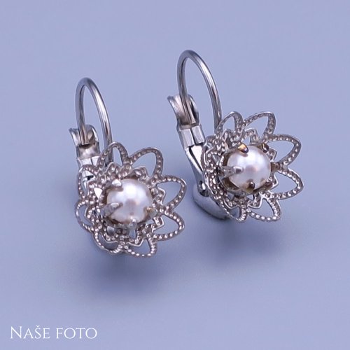 Náušnice z chirurgické oceli s perličkou Swarovski