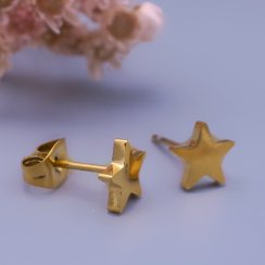 Pozlacené náušnice hvězdičky z chirurgické oceli