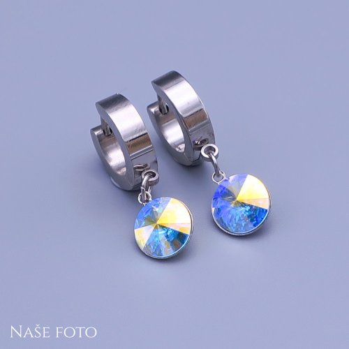 Náušnice z chirurgickej ocele Swarovski rivoli 8mm - výber farieb