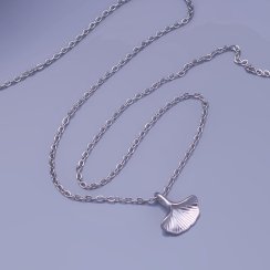 Přívěsek list Ginkgo biloba z chirurgické oceli s řetízkem