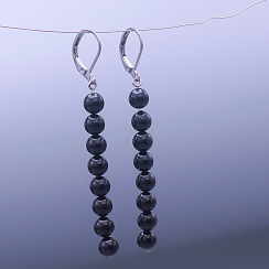 Náušnice z chirurgické oceli s černými Swarovski perličkami