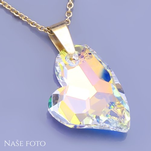 Přívěsek Swarovski srdíčko s řetízkem Crystal AB 27mm