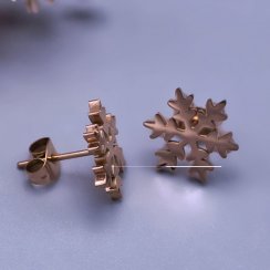 Pozlacené náušnice vločky z chirurgické oceli Gold rose