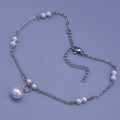 Nádherný dámský náramek na kotník z chirurgické oceli s perličkami Swarovski