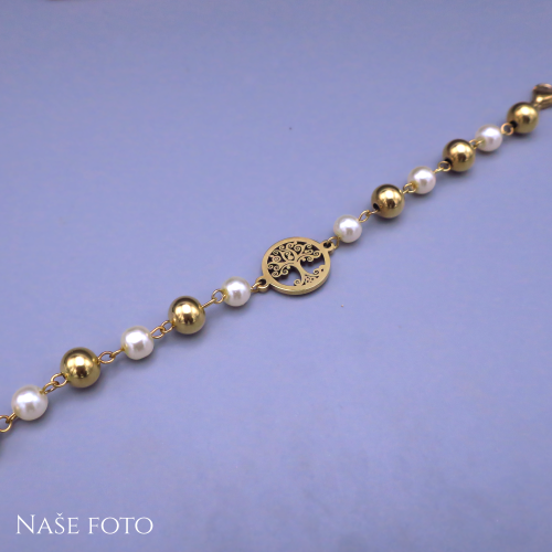 Pozlacený náramek Strom života & Perly