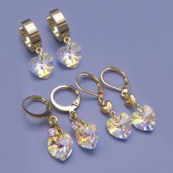 Detské náušnice srdiečka Swarovski 10mm Crystal AB výber zapínanie