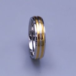 Prsten z chirurgické oceli 6mm v kombinaci zlacení