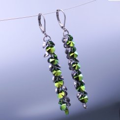 Luxusní visací náušnice Swarovski Scarabeus Green