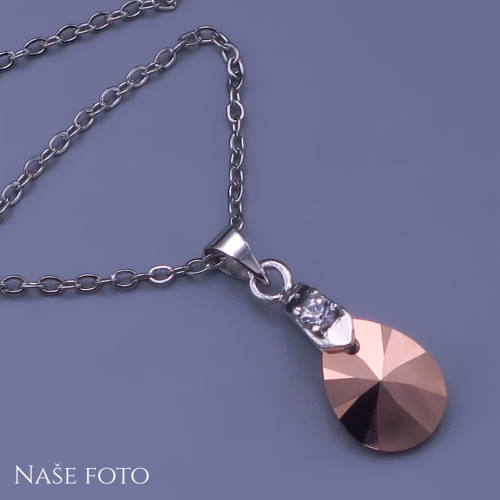 Přívěsek Swarovski slza z chirurgické oceli – gold rose