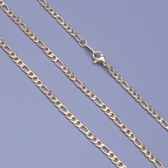 Řetízek z chirurgické oceli zlacený Figaro 3mm délka do 60cm