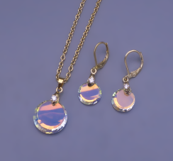 Souprava Swarovski kolečka Crystal AB 12,17mm zlacená