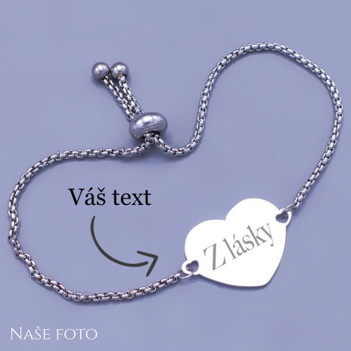 Náramek z chirurgické oceli se srdíčkem 21mm