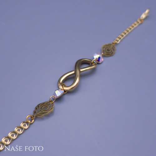 Pozlacený náramek Infinity Crystal