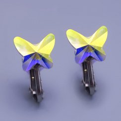 Náušnice klipsy z chirurgické oceli Swarovski motýlci crystal AB