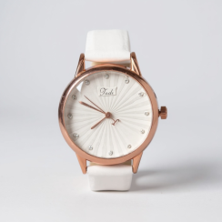 Dámske hodinky Jadi – biele s kryštálikmi