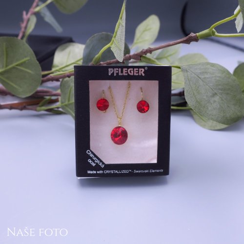 Pozlacená souprava Swarovski červená