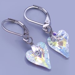 Náušnice Swarovski srdíčka 12mm Crystal AB výběr zapínání