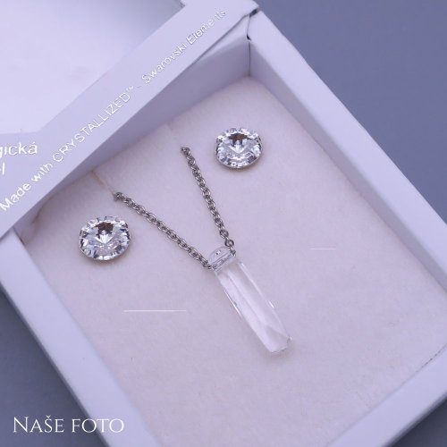 Souprava Swarovski cuboid čirá z chirurgické oceli