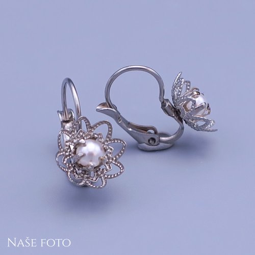 Náušnice z chirurgické oceli s perličkou Swarovski