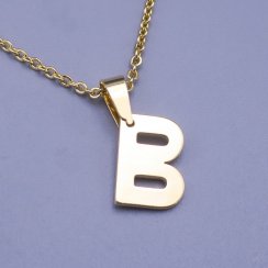 Moderní přívěsek ve tvaru písmena "B" z pozlacené chirurgické oceli