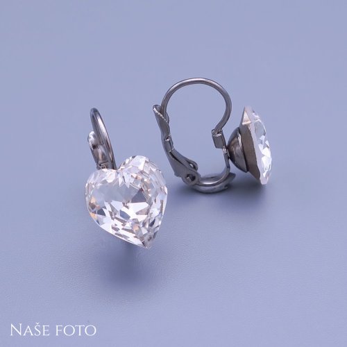 Náušnice Swarovski srdíčka 10mm Crystal