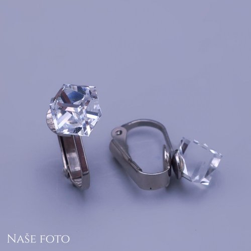 Náušnice Swarovski klipsy z chirurgické oceli čiré 6mm