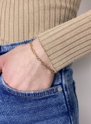 Zlacený náramek z chirurgické oceli srdíčka 3mm
