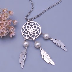 Prívesok lapač snov s perličkami Swarovski - dĺžka retiazky do 80cm