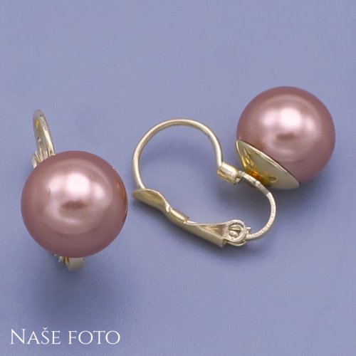 Pozlacené náušnice kuličky 10mm z chirurgické oceli Swarovski elements
