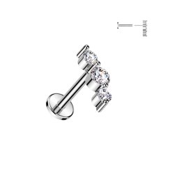 Piercing do ucha triple zirkon z chirurgické oceli