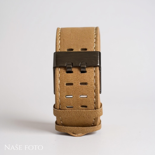 Pánské hodinky v černohnědém provedení s koženkovým páskem