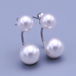Oboustranné náušnice Swarovski Perle white 8mm, 10mm