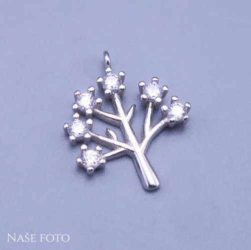 Luxusní dámský stříbrný přívěsek s kamínky - strom