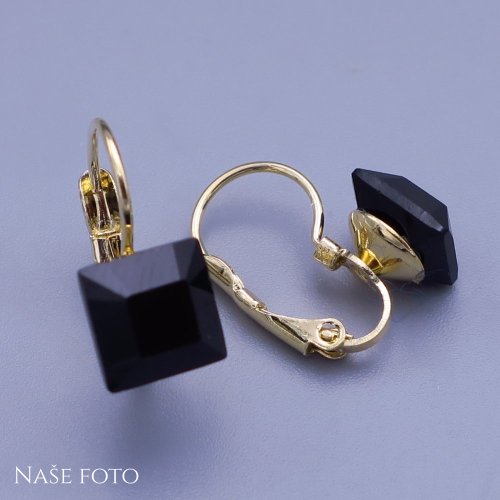 Náušnice Swarovski kostky zlacené  8mm výběr barev