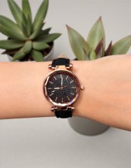 Dámske hodinky Stella – čierne s trblietavým ciferníkom