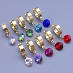 Pozlátené náušnice Swarovski rivoli 8mm - výber farieb