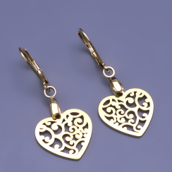 Pozlátené náušnice srdiečka z chirurgickej ocele