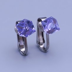 Náušnice z chirurgickej ocele klipsy Swarovski kocky 6mm