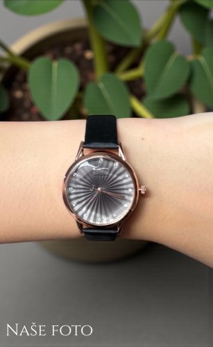 Dámské hodinky Jadi – černé s krystalky