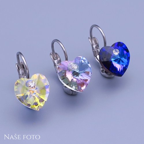 Dětské náušnice Swarovski srdíčka 10mm výběr barev
