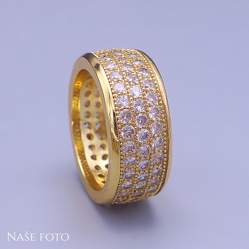 Zlatý hip hop prsten Classic Ice – unisex